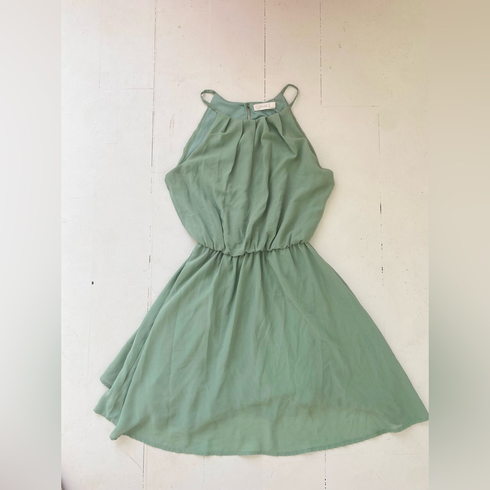 Womens Green Halter Neck Dress